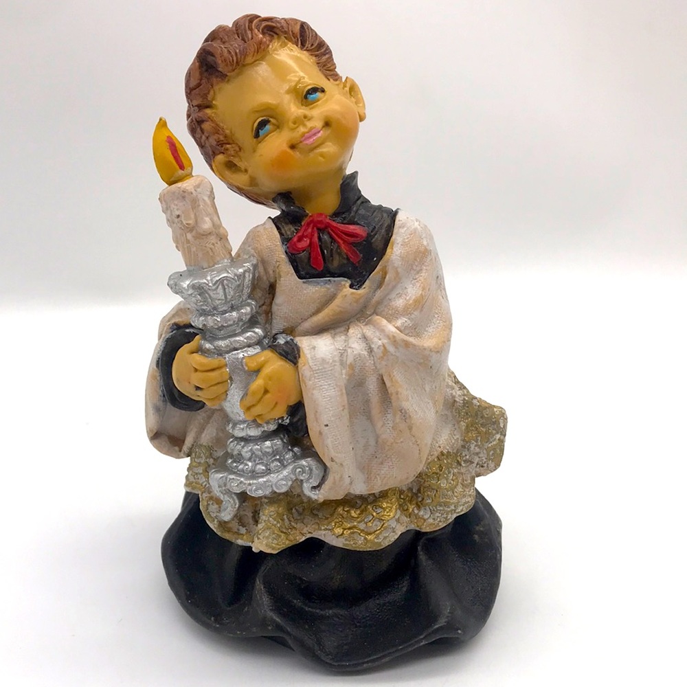 Vintage Roman Alexander Fontanini Hard Resin 6” Choir Boy on Bottom #4873/Italy